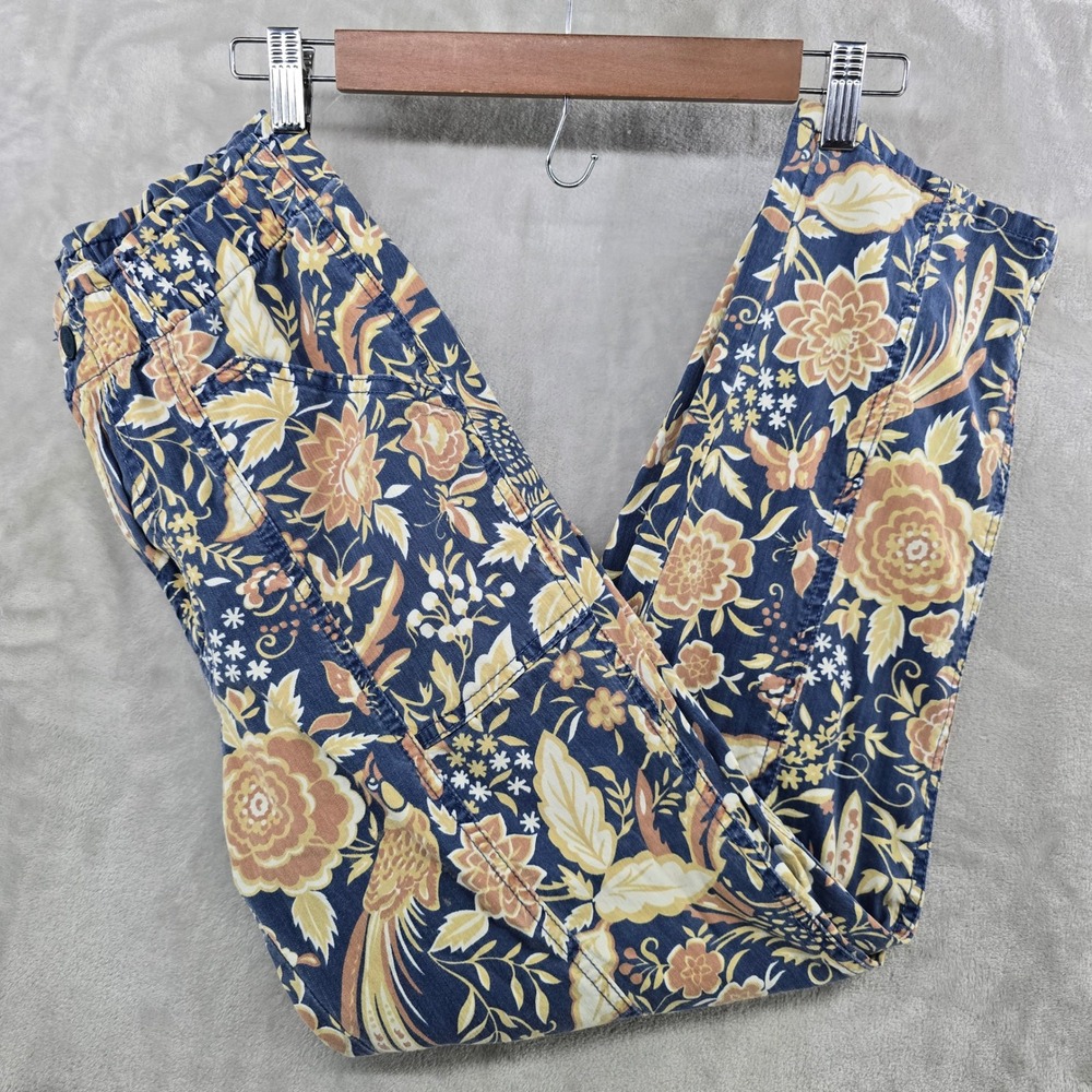 MOTHER Womens 27 Springy Ankle Pants Blue Floral Bird Accidental Florist